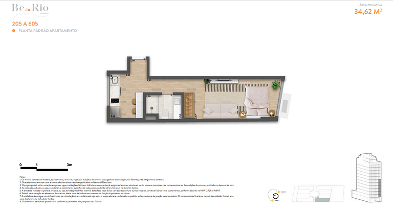 Apartamento studio e 2 ambientes em Copacabana - Rio de Jane
