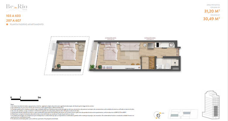 Apartamento studio e 2 ambientes em Copacabana - Rio de Jane